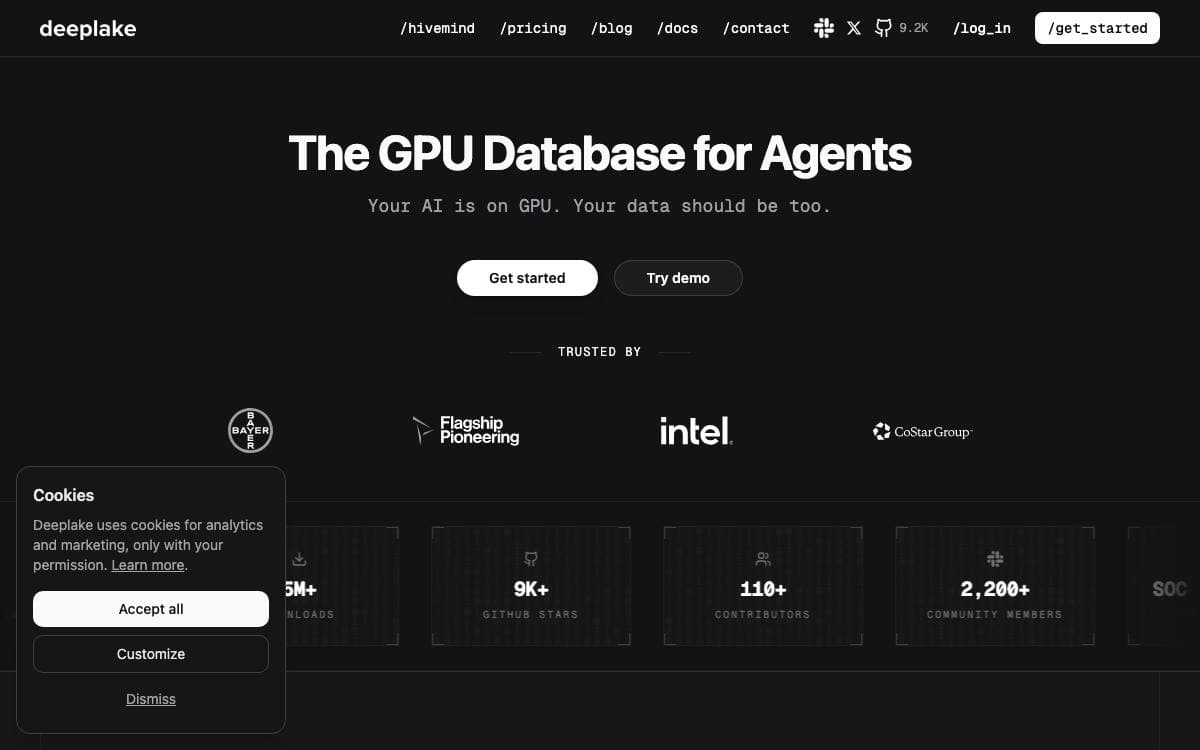 Screenshot of Activeloop website