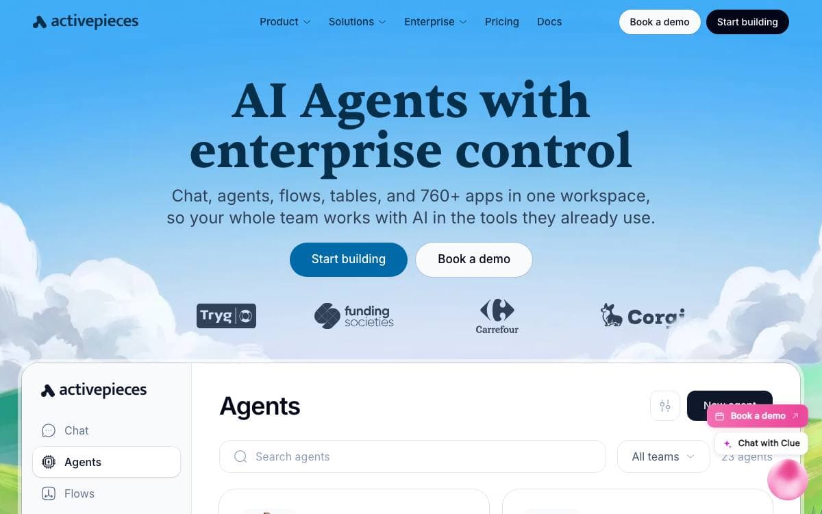 Screenshot of ActivePieces website