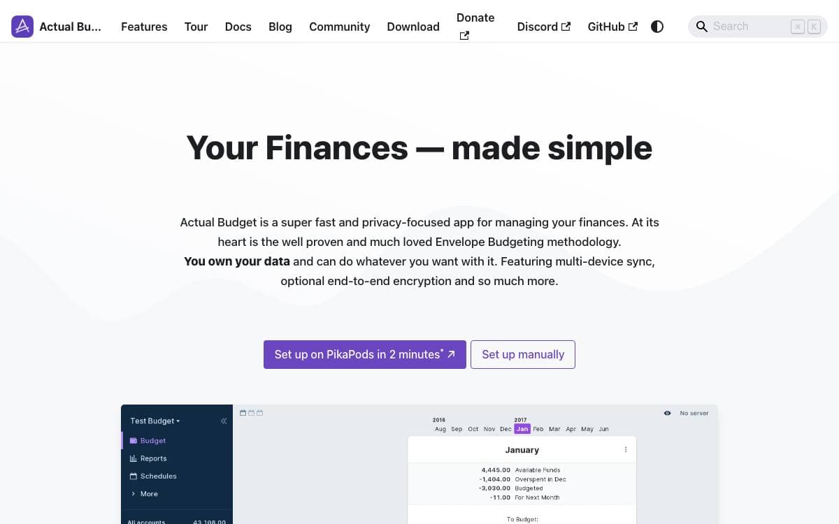 Screenshot of Actual website