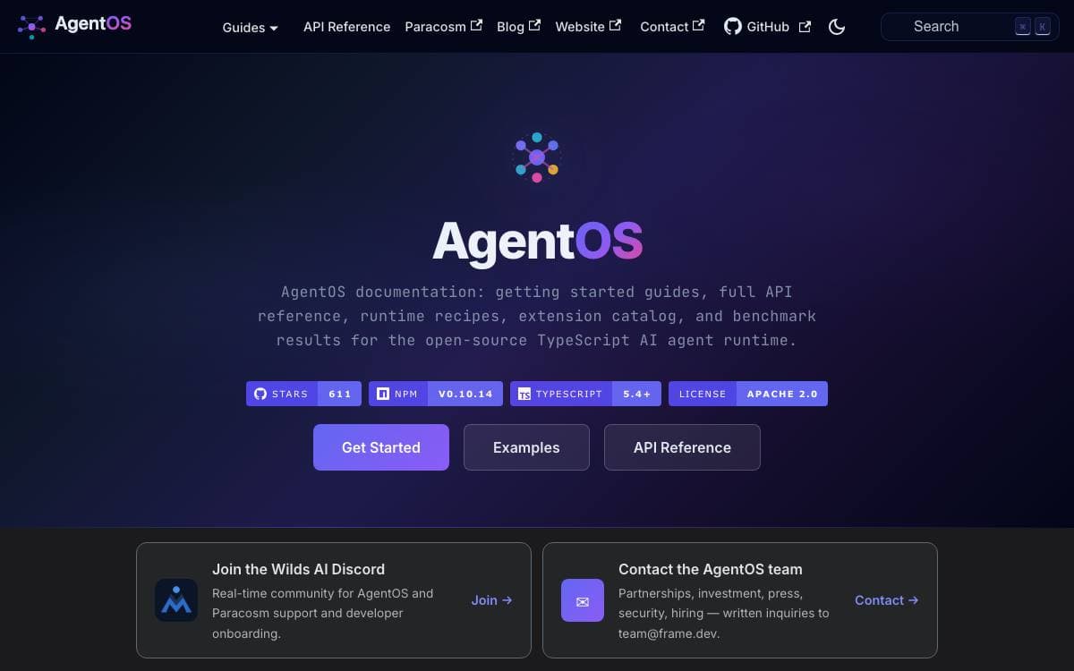 Screenshot of AgentOS website