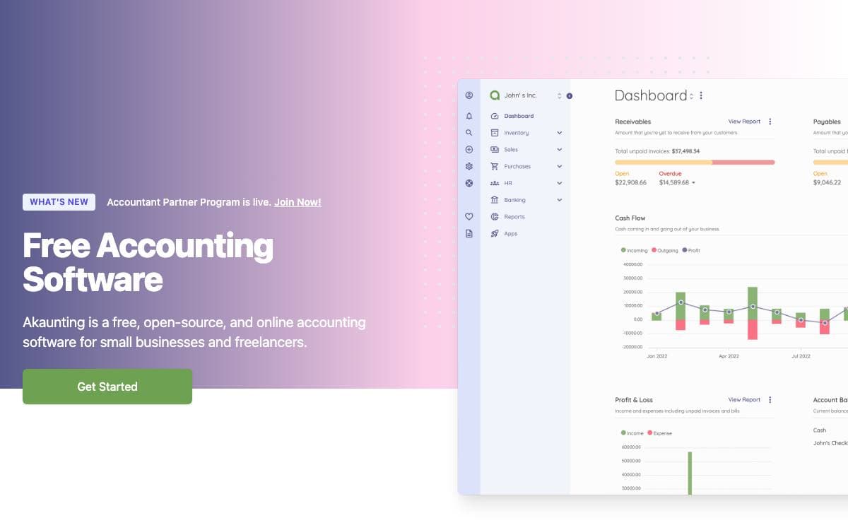 Screenshot of Akaunting website
