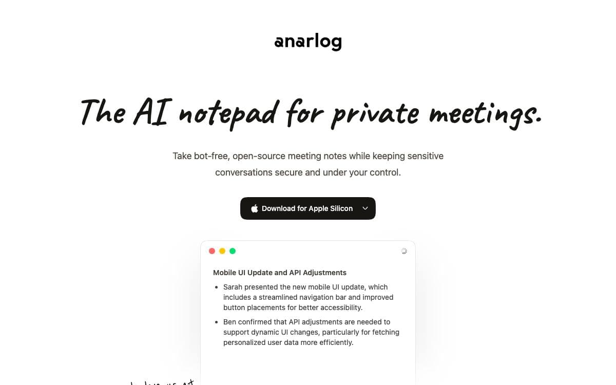 Screenshot of Anarlog website