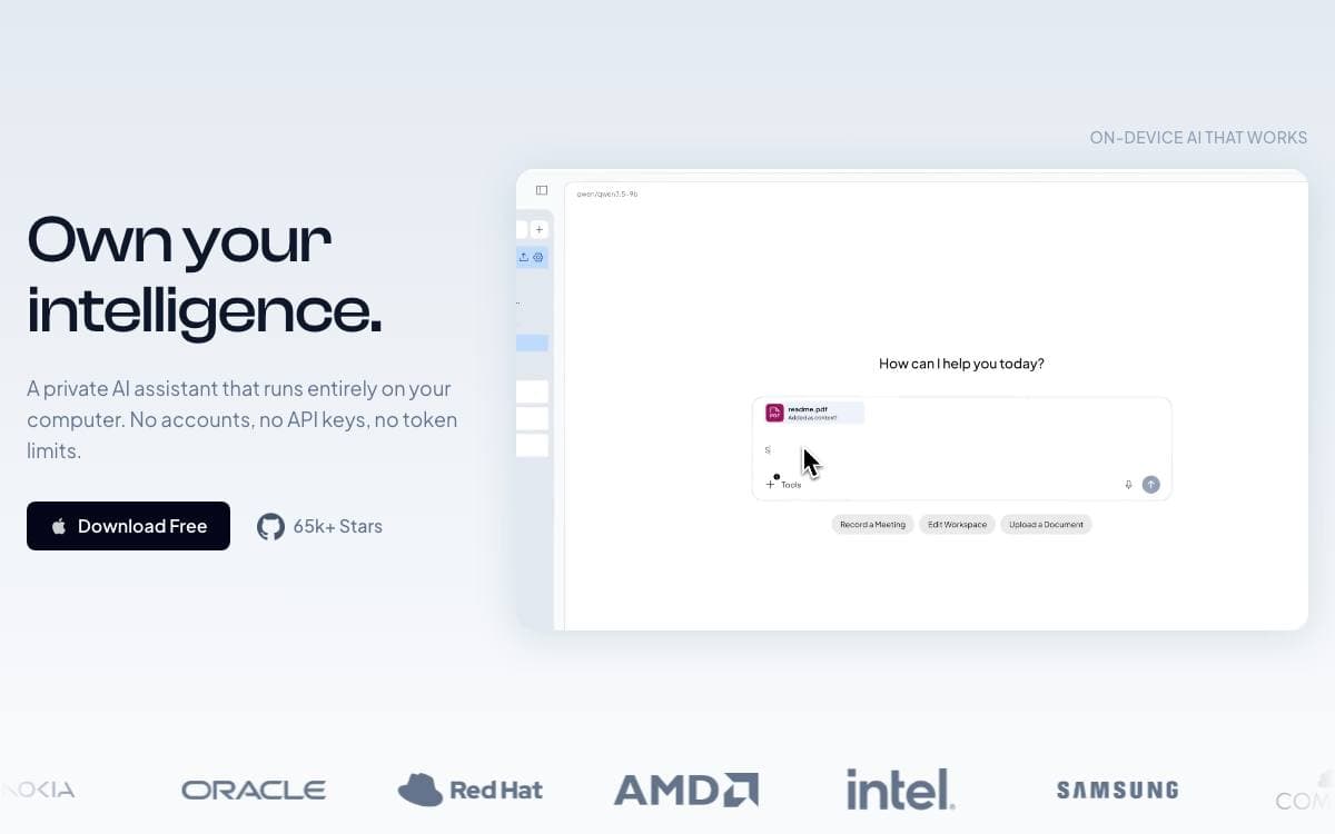 Screenshot of AnythingLLM website
