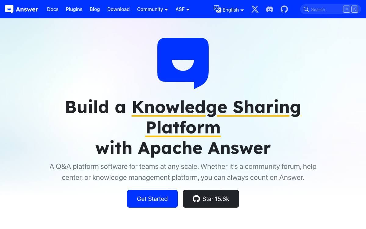 Screenshot of Apache Answer website