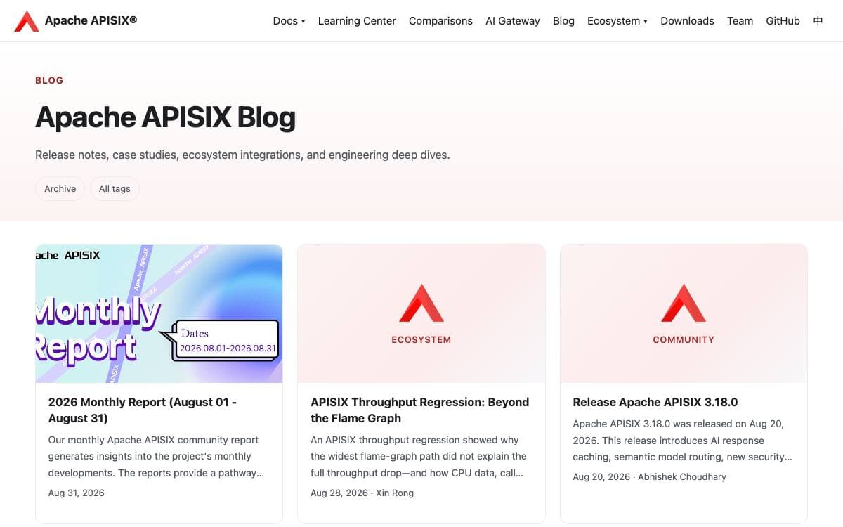 Screenshot of Apache APISIX website