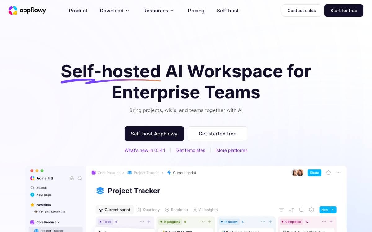 Screenshot of AppFlowy website