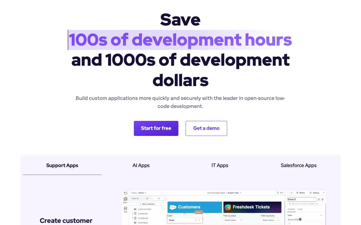 Screenshot of AppSmith website