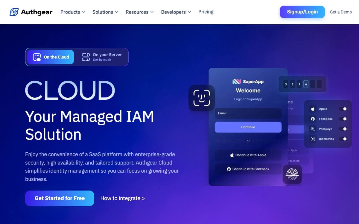 Screenshot of Authgear website