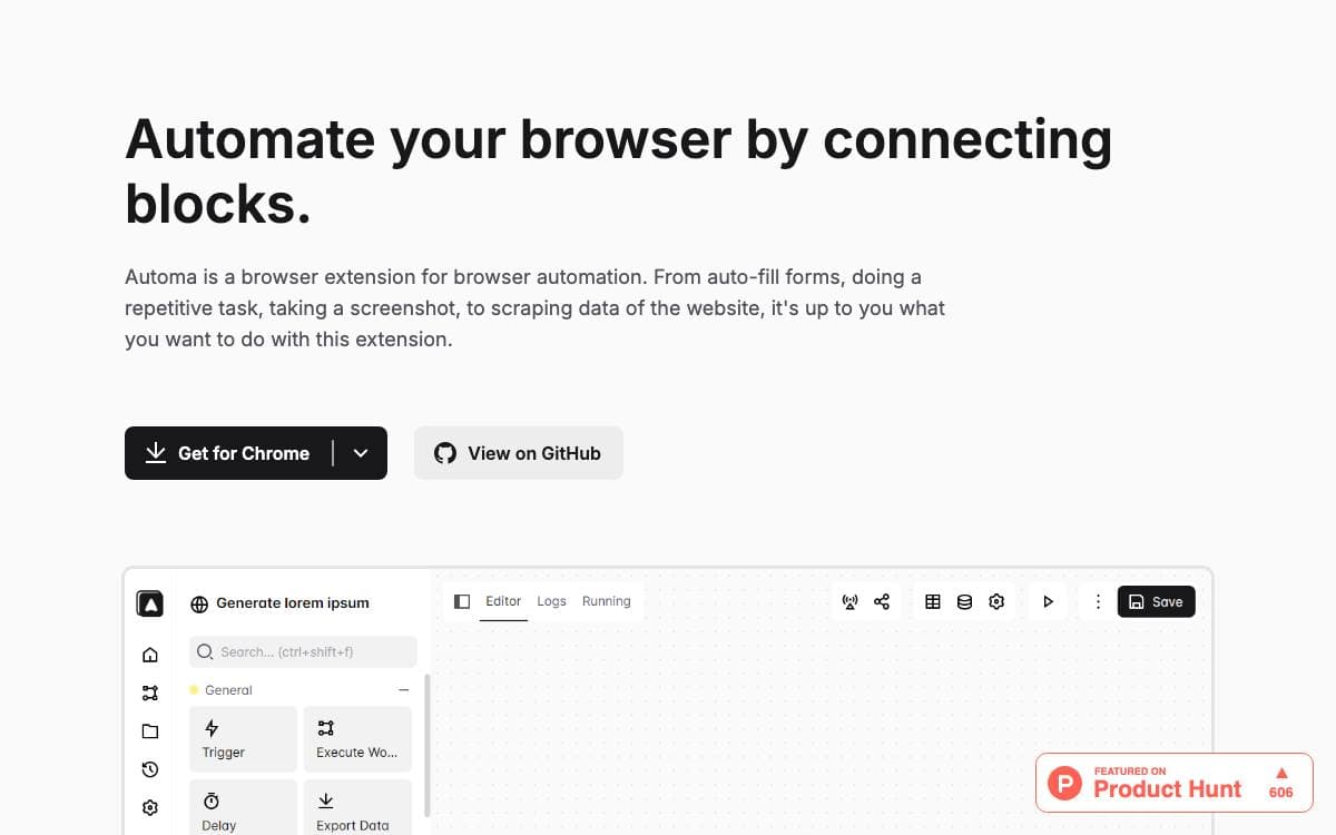 Screenshot of Automa website
