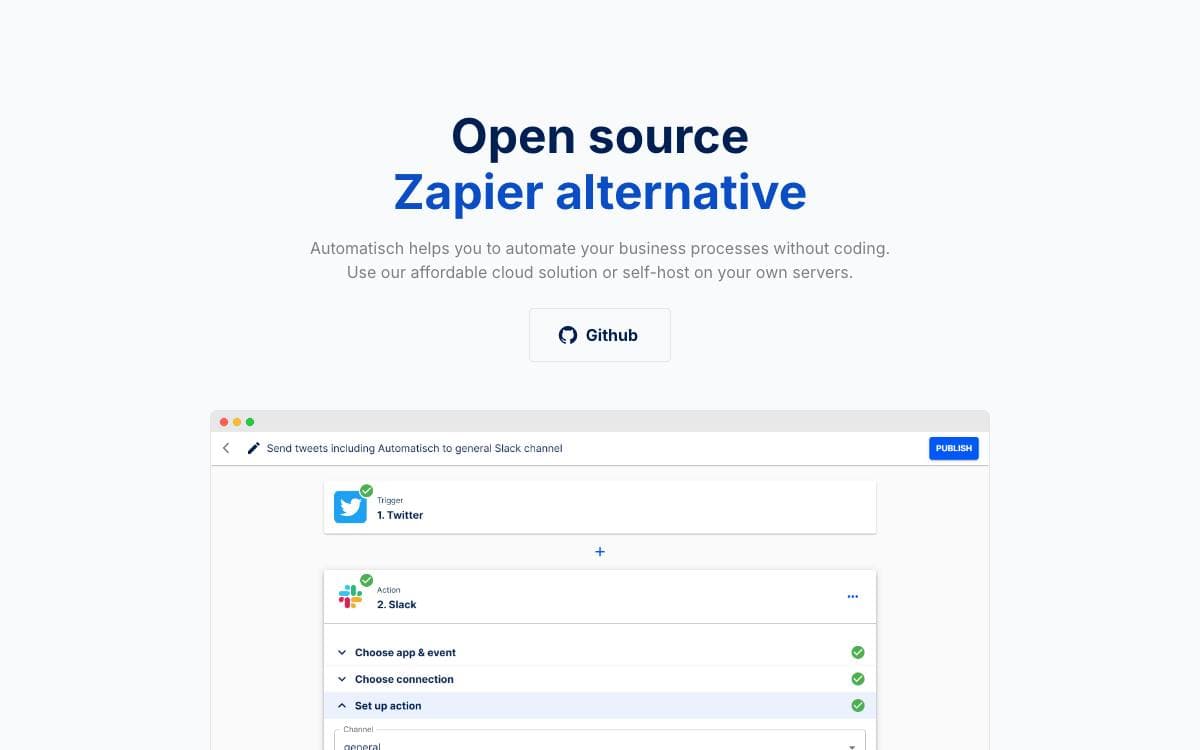 Screenshot of Automatisch website