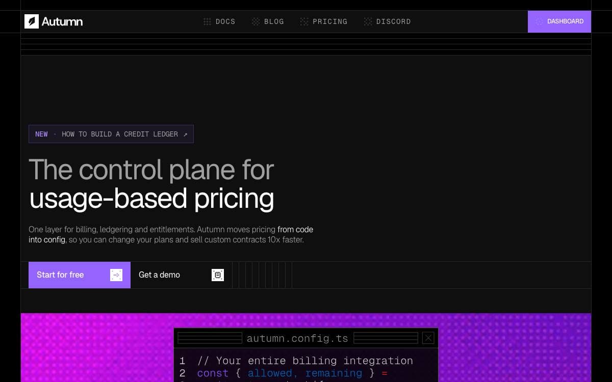 Screenshot of Autumn website