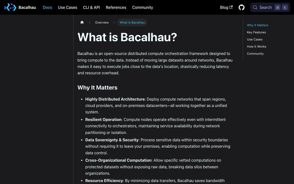 Screenshot of Bacalhau website