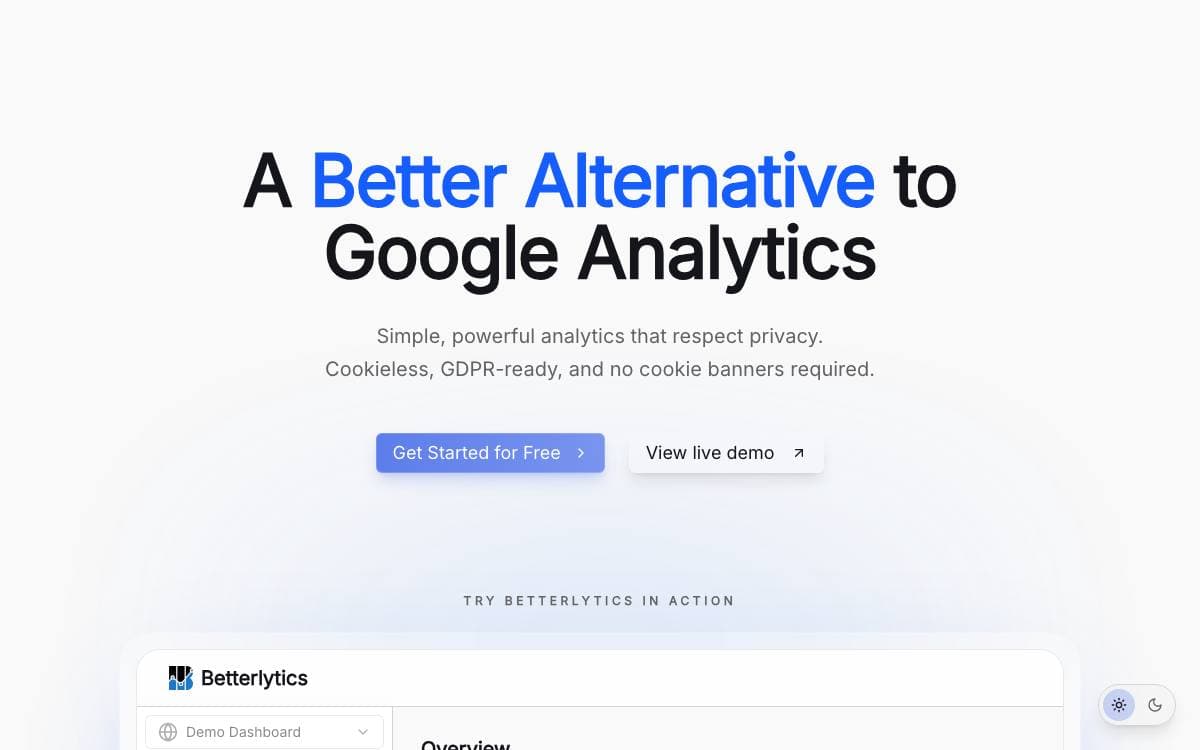 Screenshot of Betterlytics website