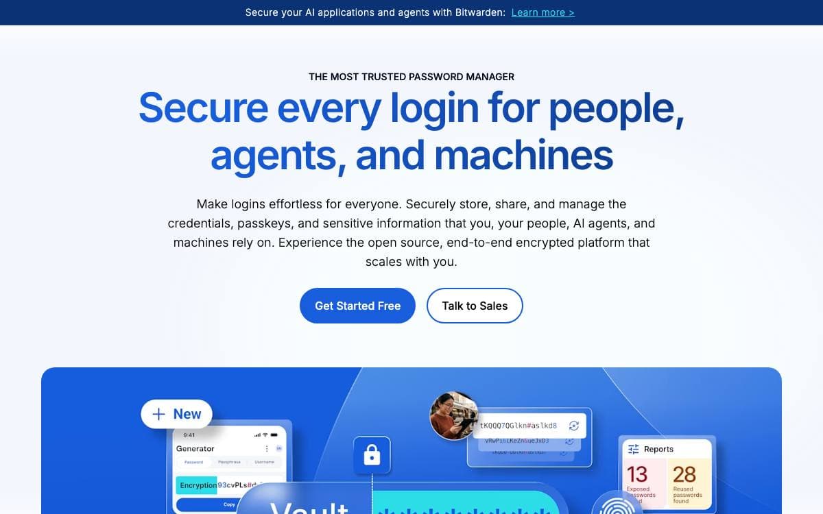 Screenshot of Bitwarden website