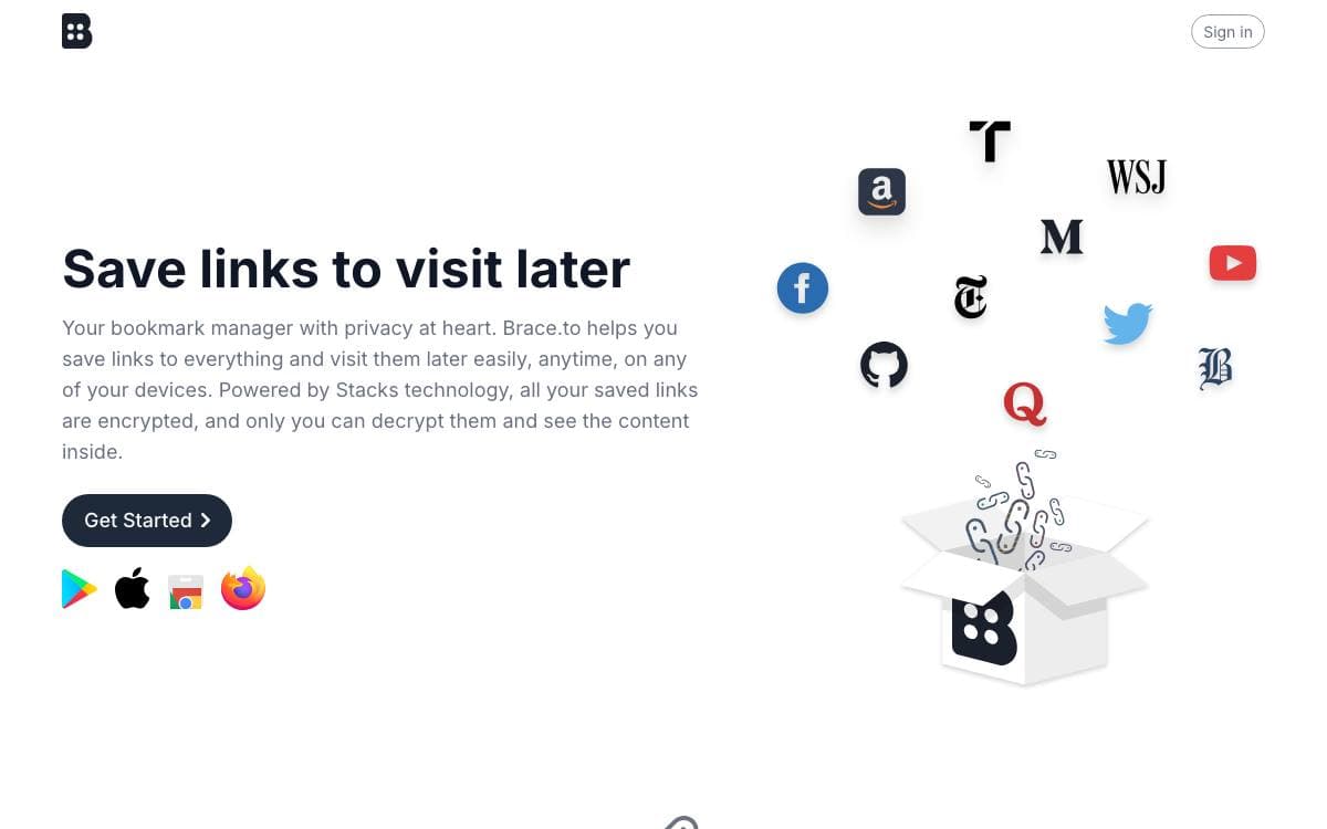 Screenshot of Brace.to website