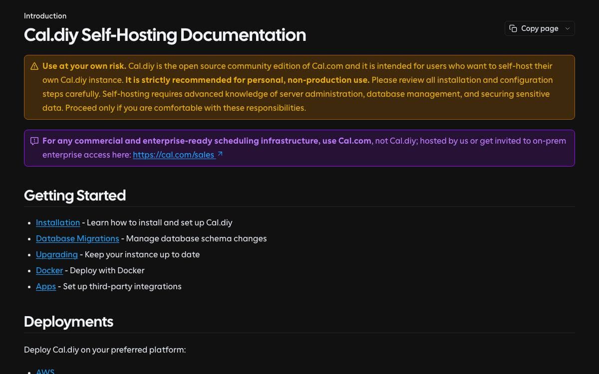Screenshot of Cal.com website