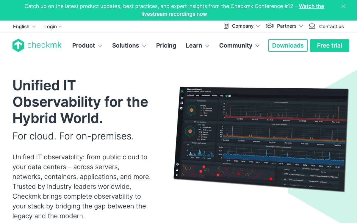 Screenshot of Checkmk website