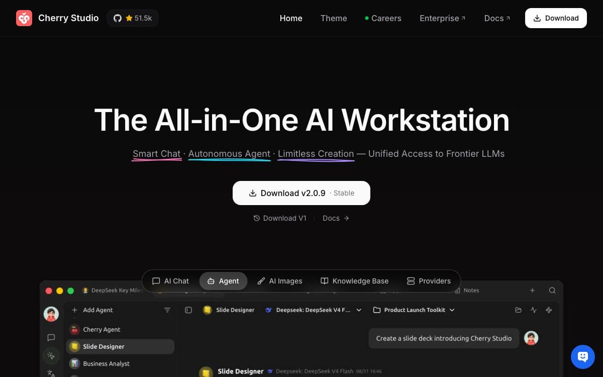 Screenshot of Cherry Studio website
