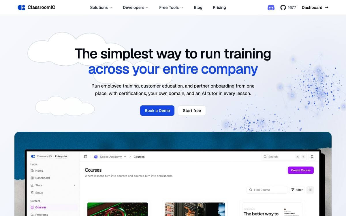Screenshot of ClassroomIO website