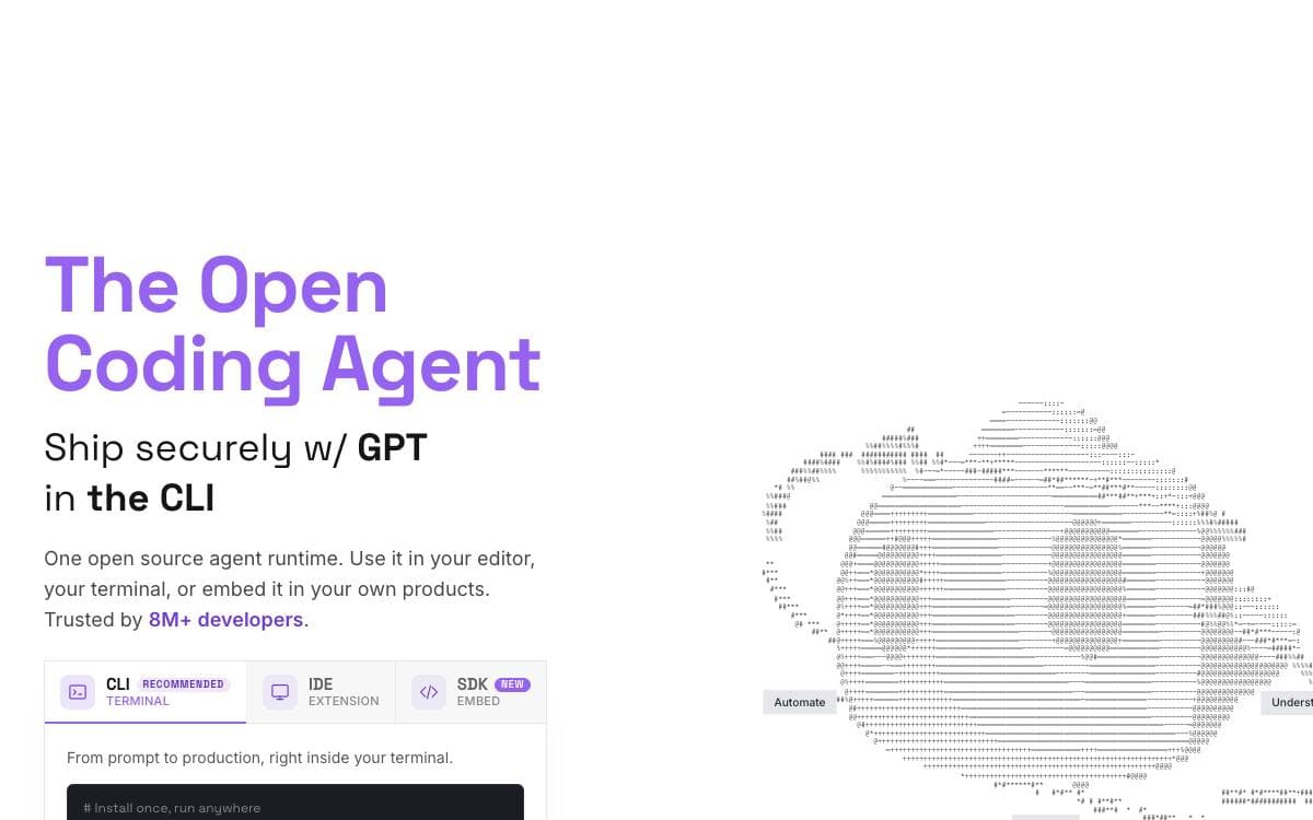 Screenshot of Cline website