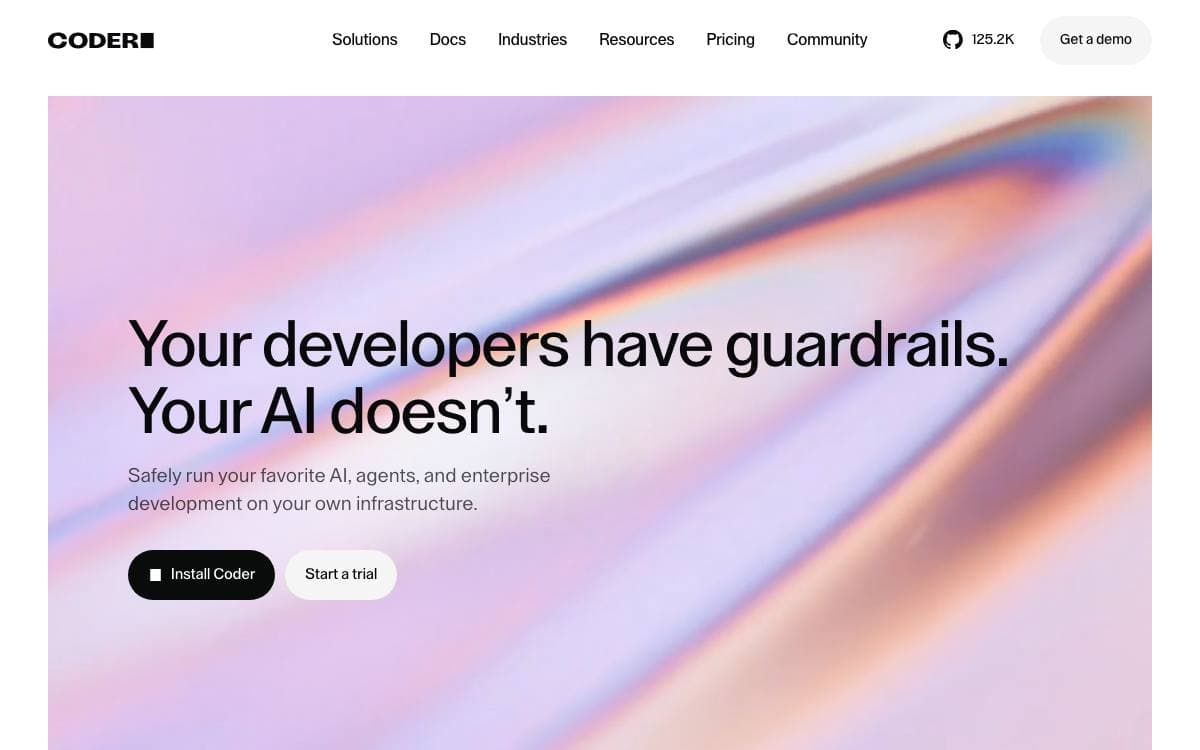 Screenshot of Coder website