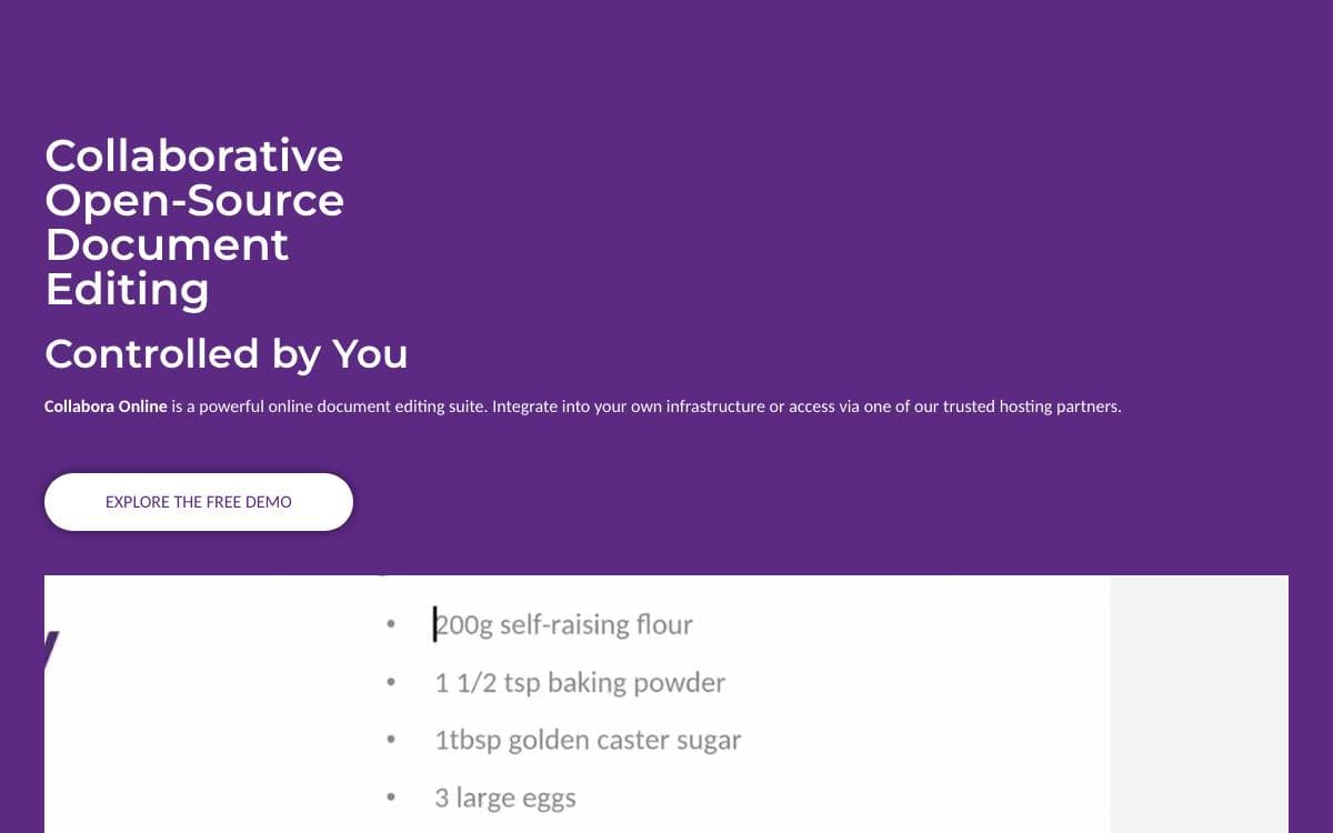Screenshot of Collabora Online website
