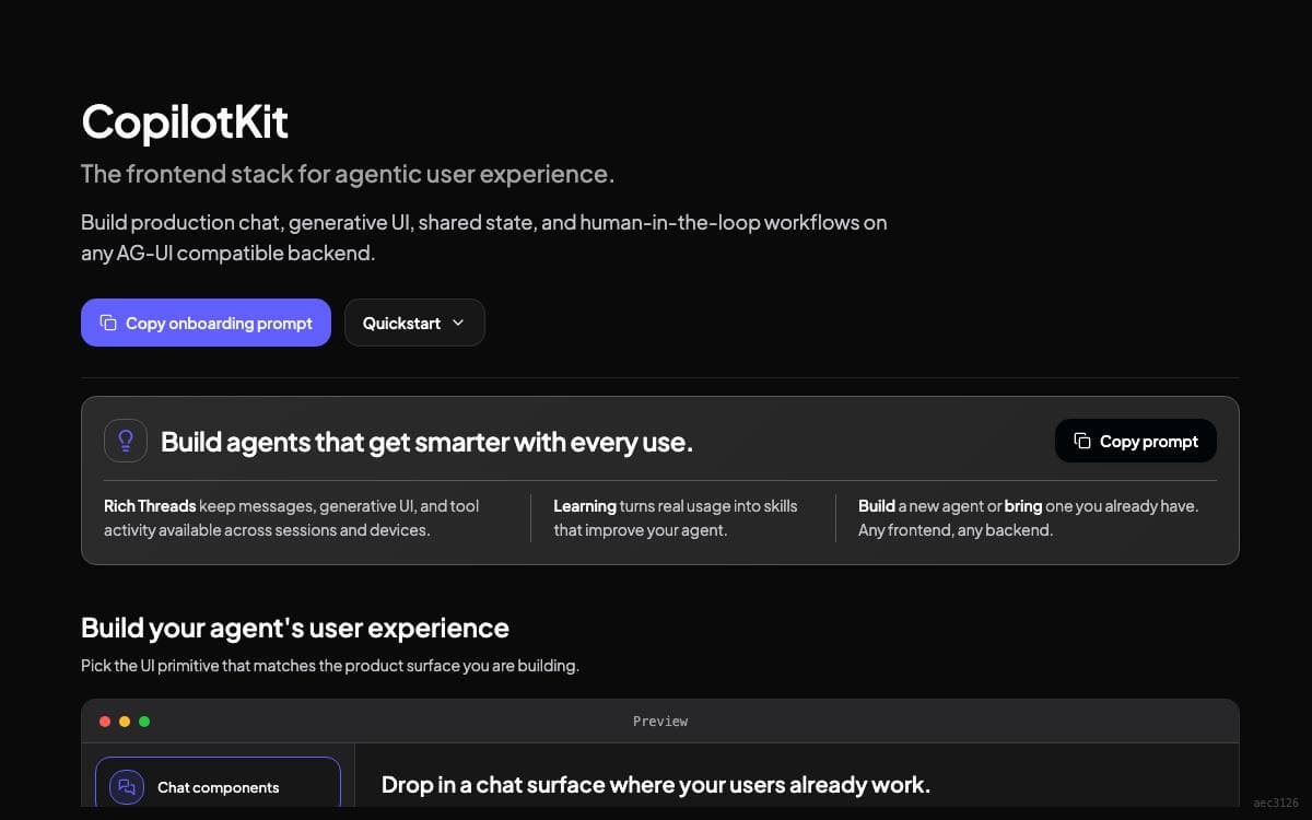 Screenshot of CopilotKit website
