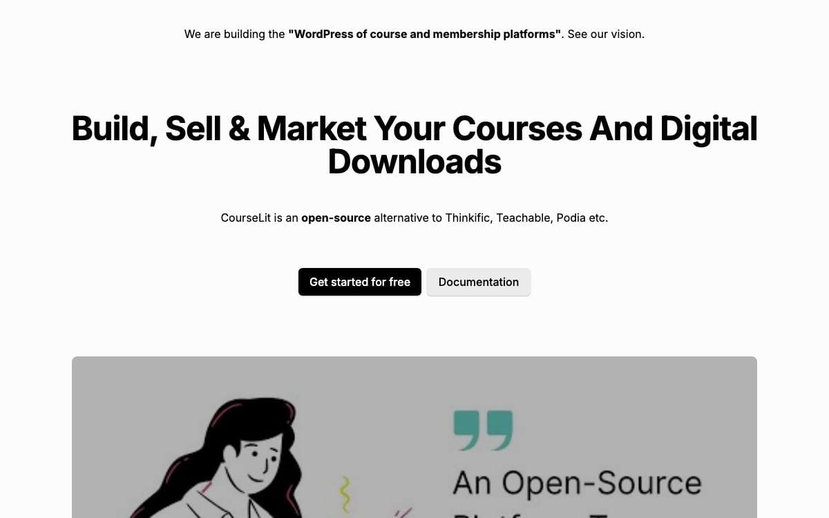 Screenshot of CourseLit website