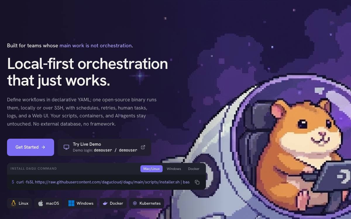 Screenshot of Dagu website