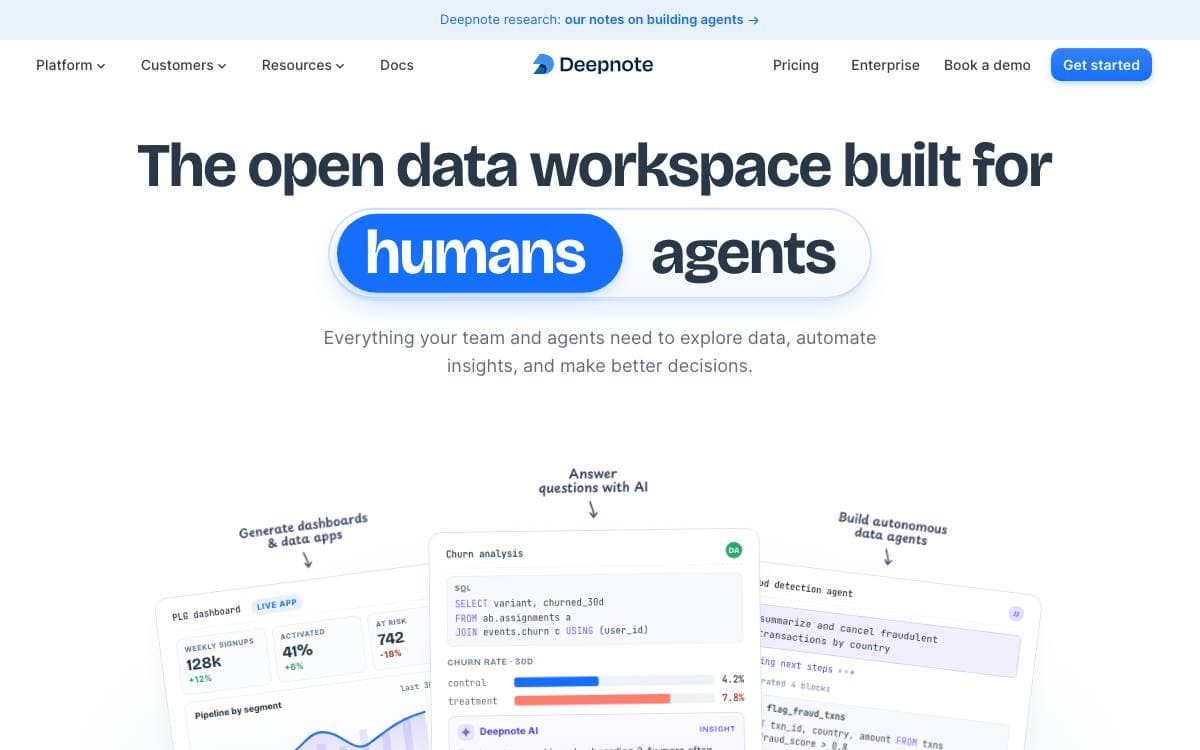 Screenshot of Deepnote website