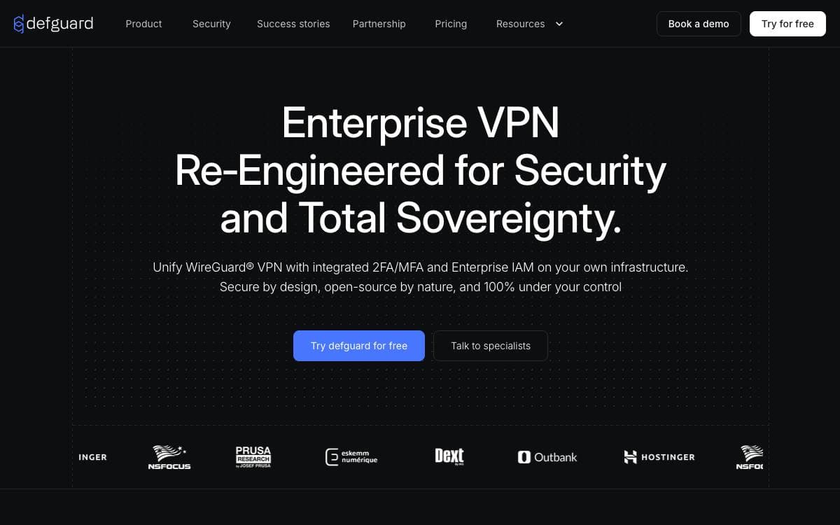 Screenshot of Defguard website