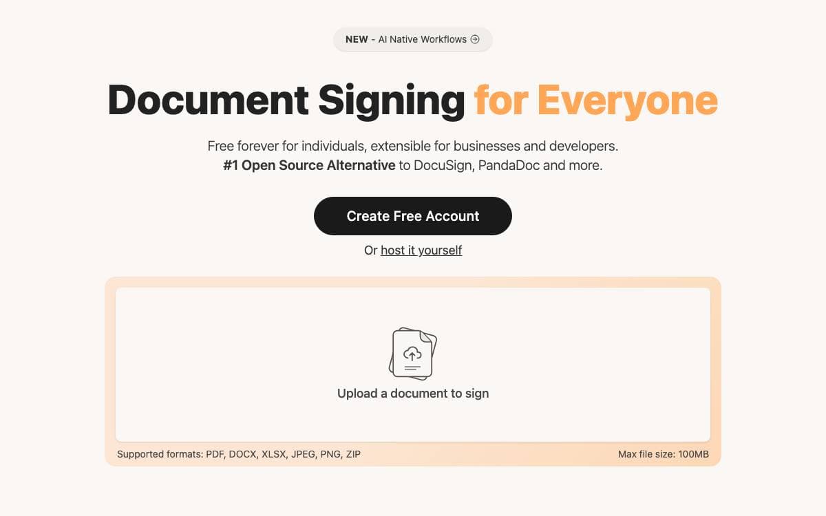 Screenshot of Docuseal website