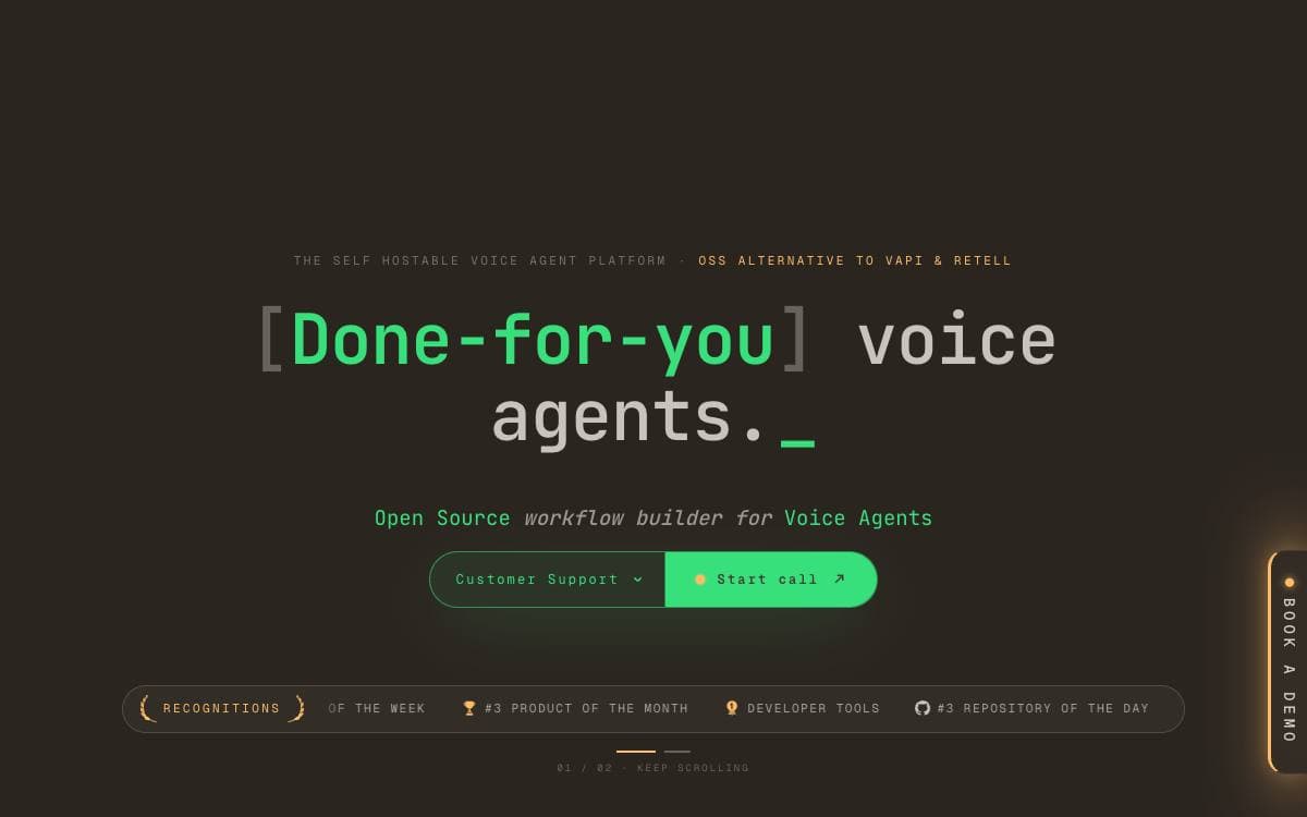 Screenshot of Dograh website