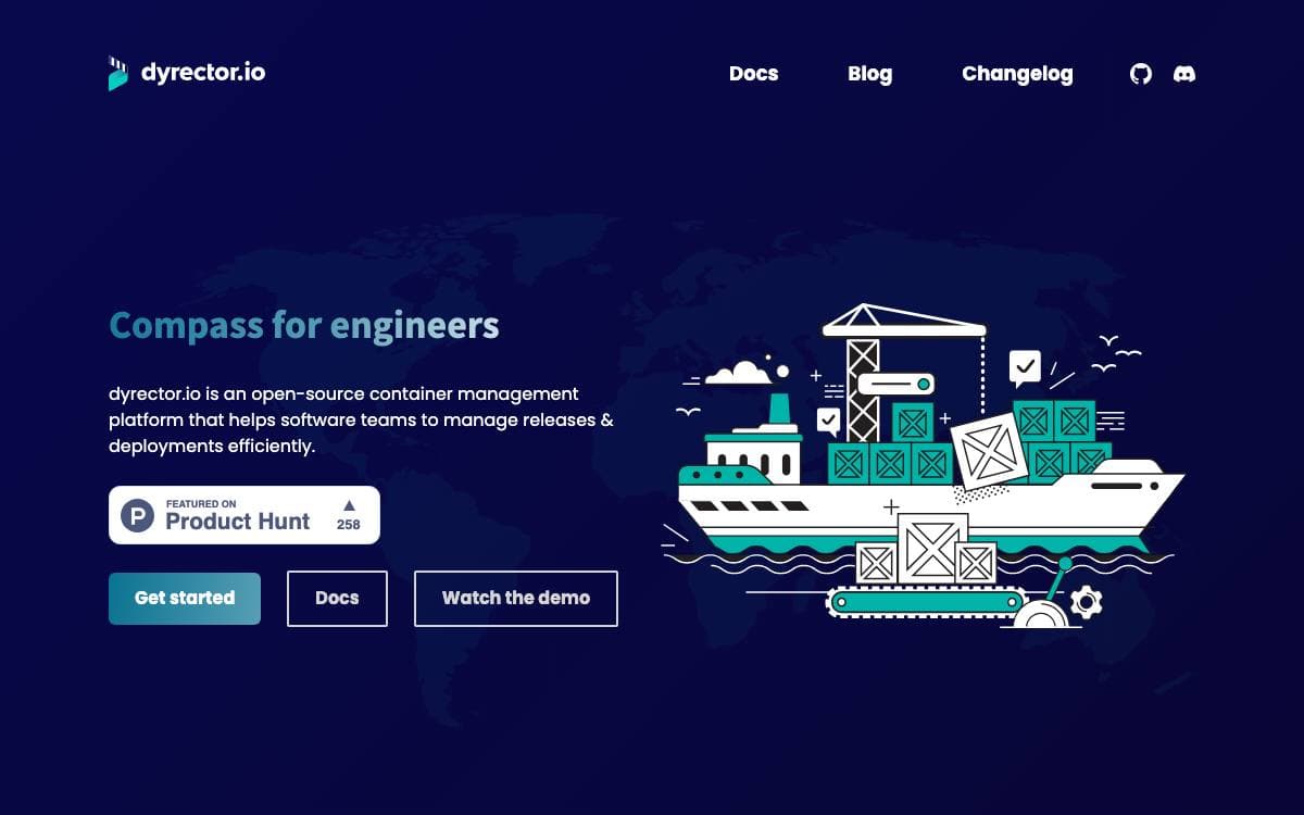 Screenshot of Dyrector website