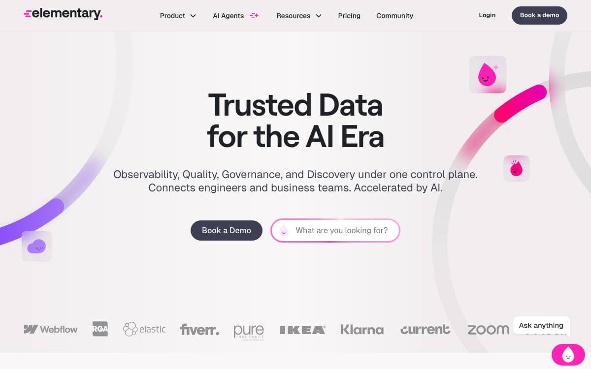 Screenshot of Elementary Data website