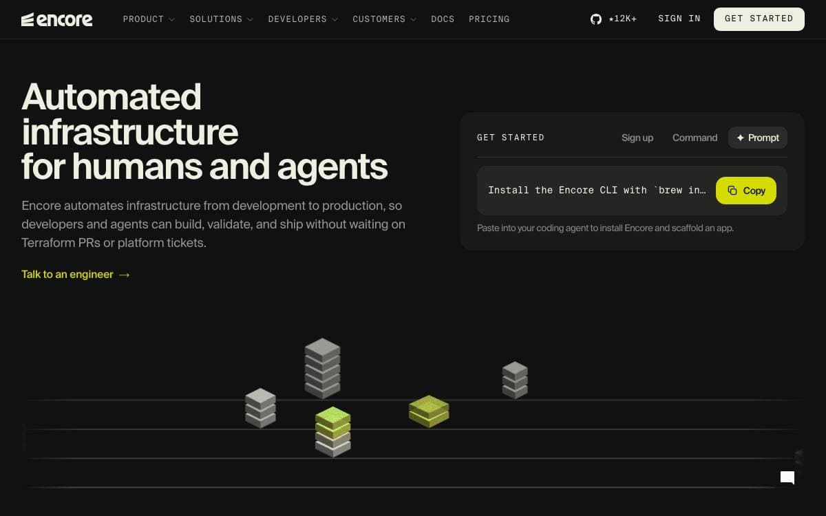 Screenshot of Encore website