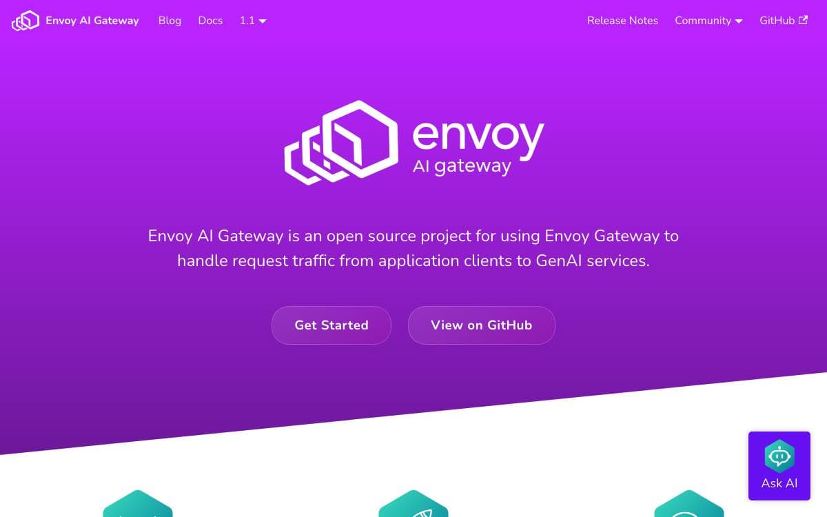 Screenshot of Envoy AI Gateway website