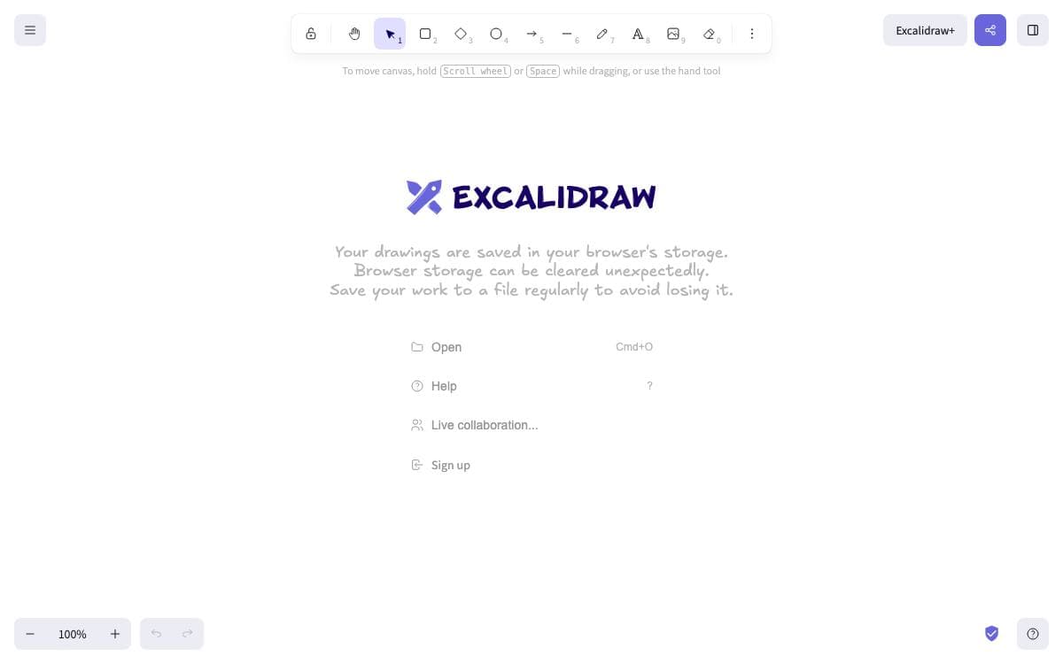 Screenshot of Excalidraw website