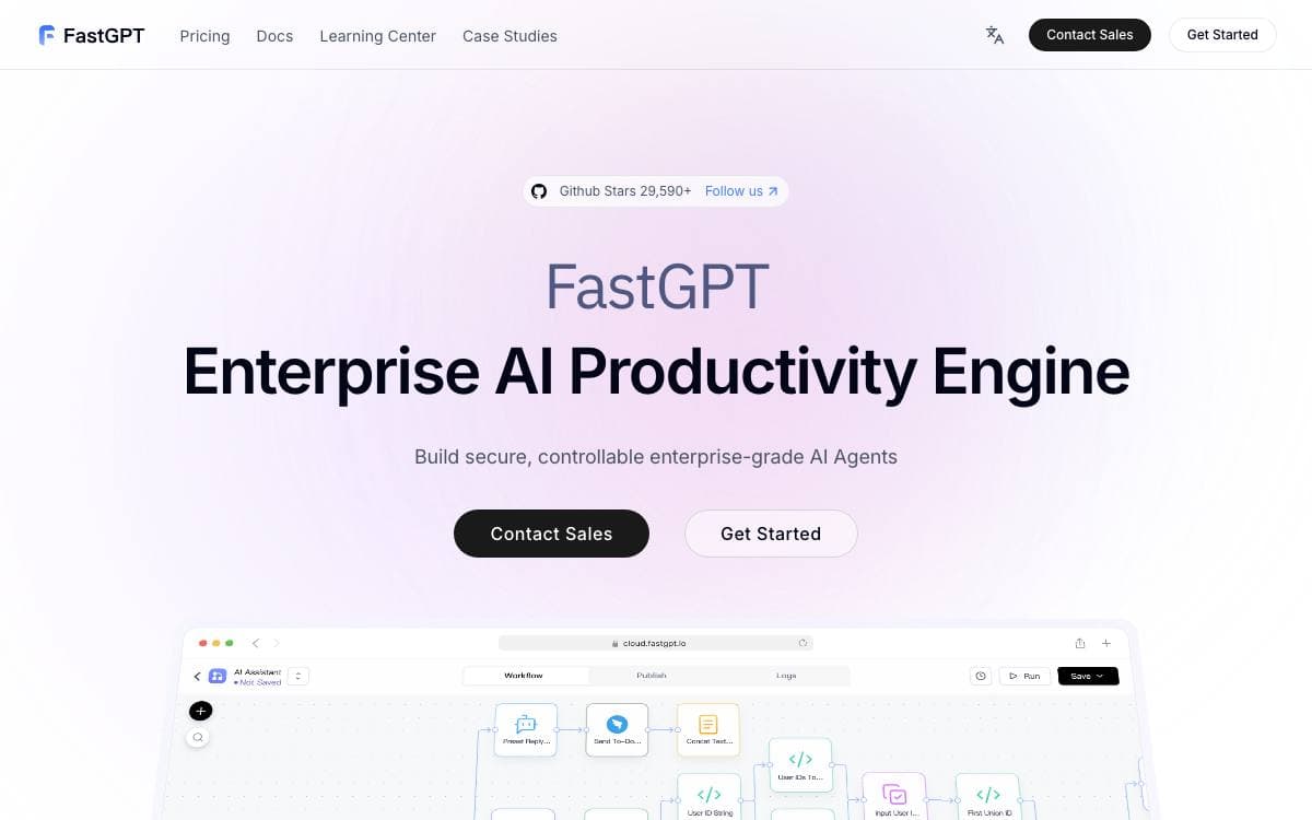 Screenshot of FastGPT website