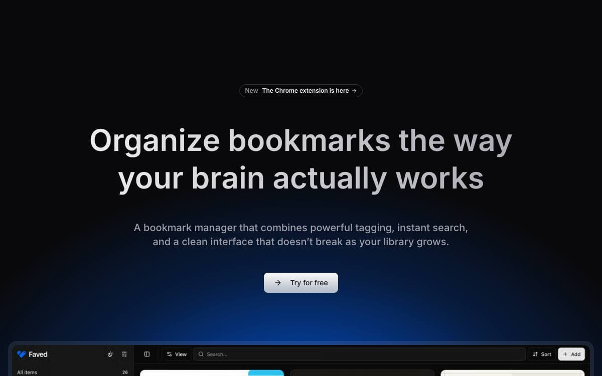 Screenshot of Faved website