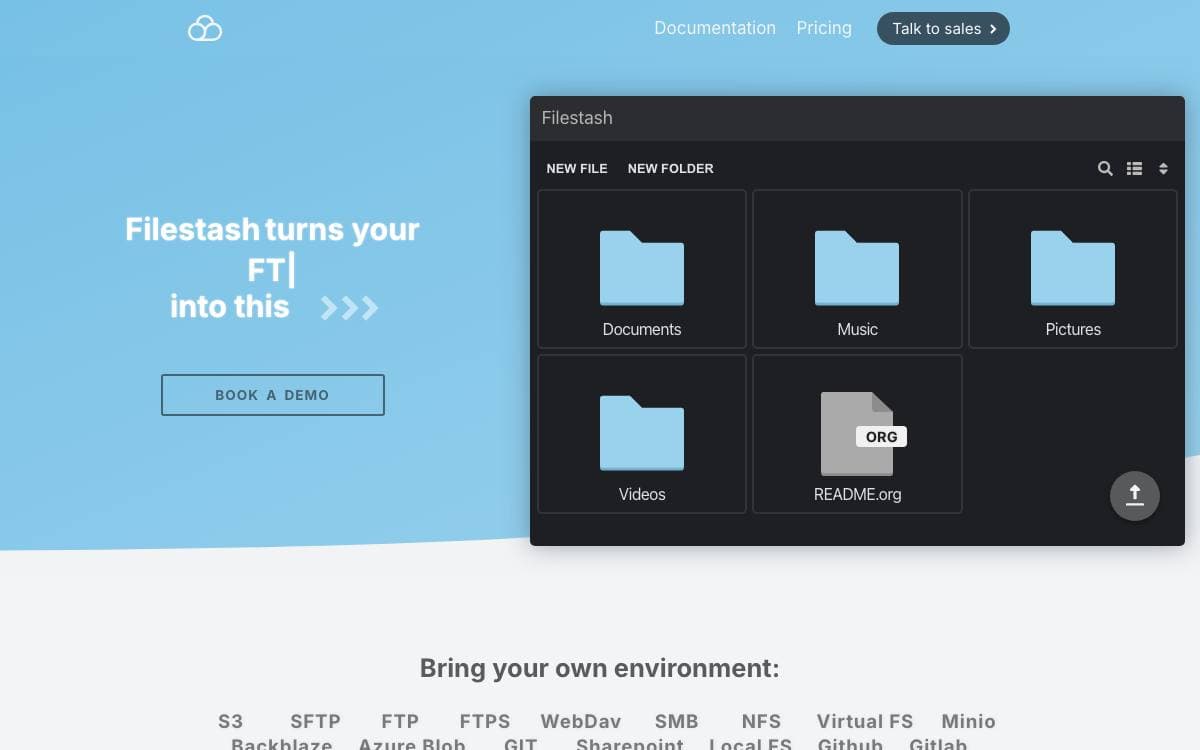 Screenshot of Filestash website