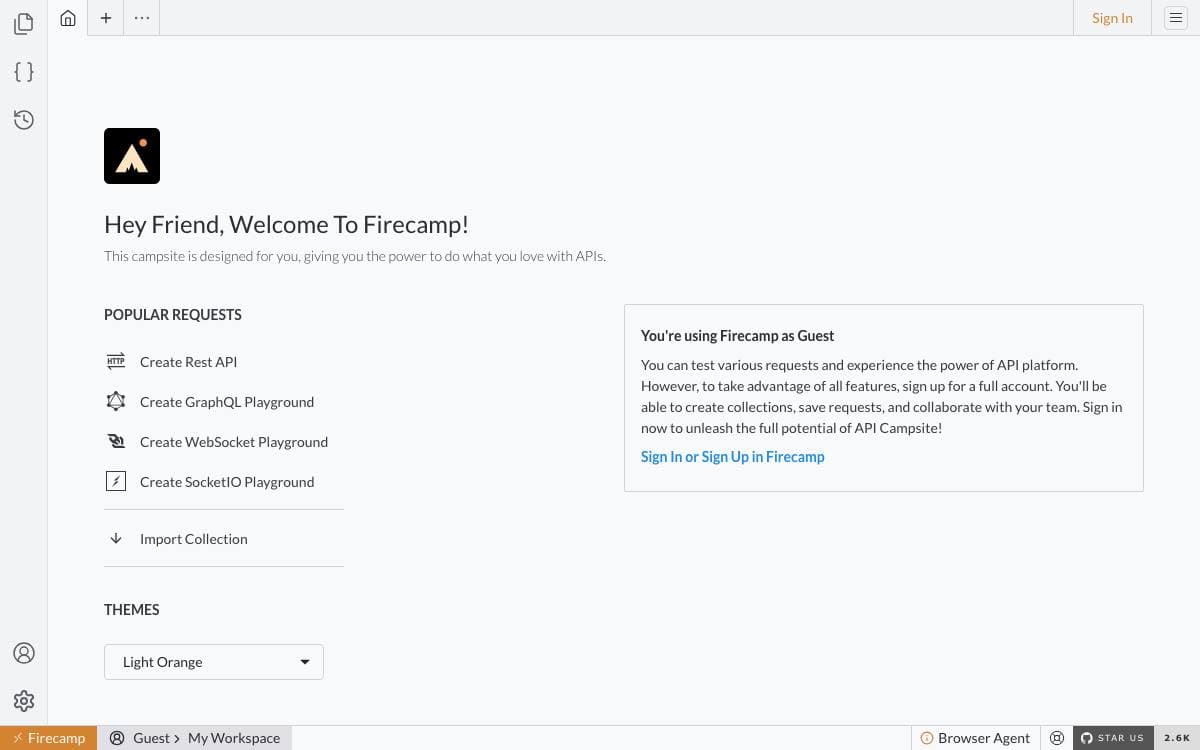 Screenshot of Firecamp website