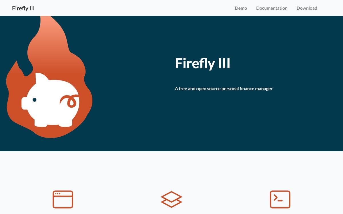 Screenshot of Firefly III website