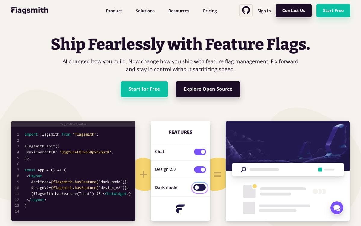 Screenshot of Flagsmith website