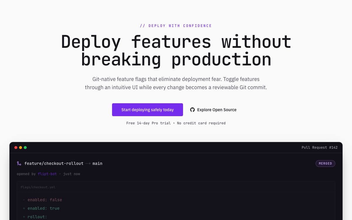 Screenshot of Flipt website