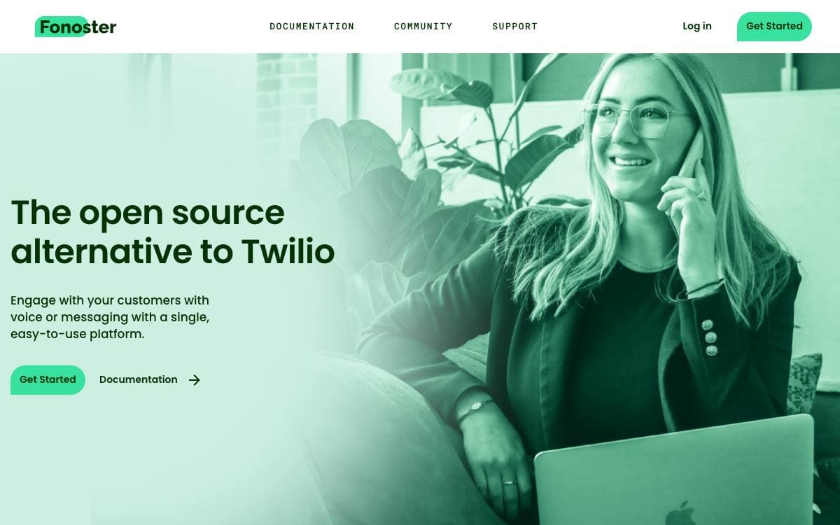Screenshot of Fonoster website