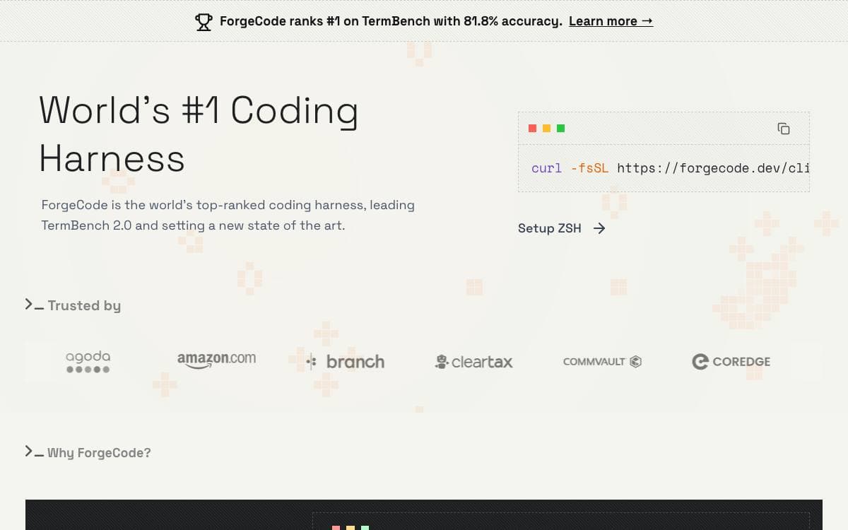 Screenshot of Forgecode website