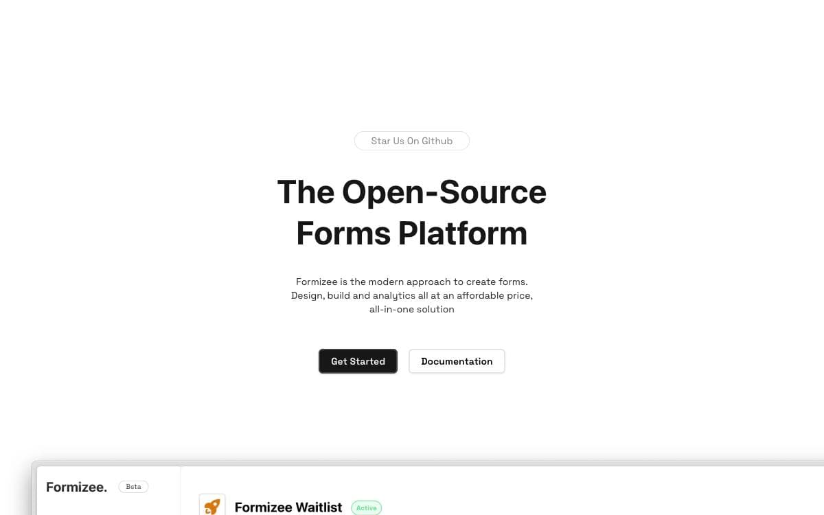 Screenshot of Formizee website