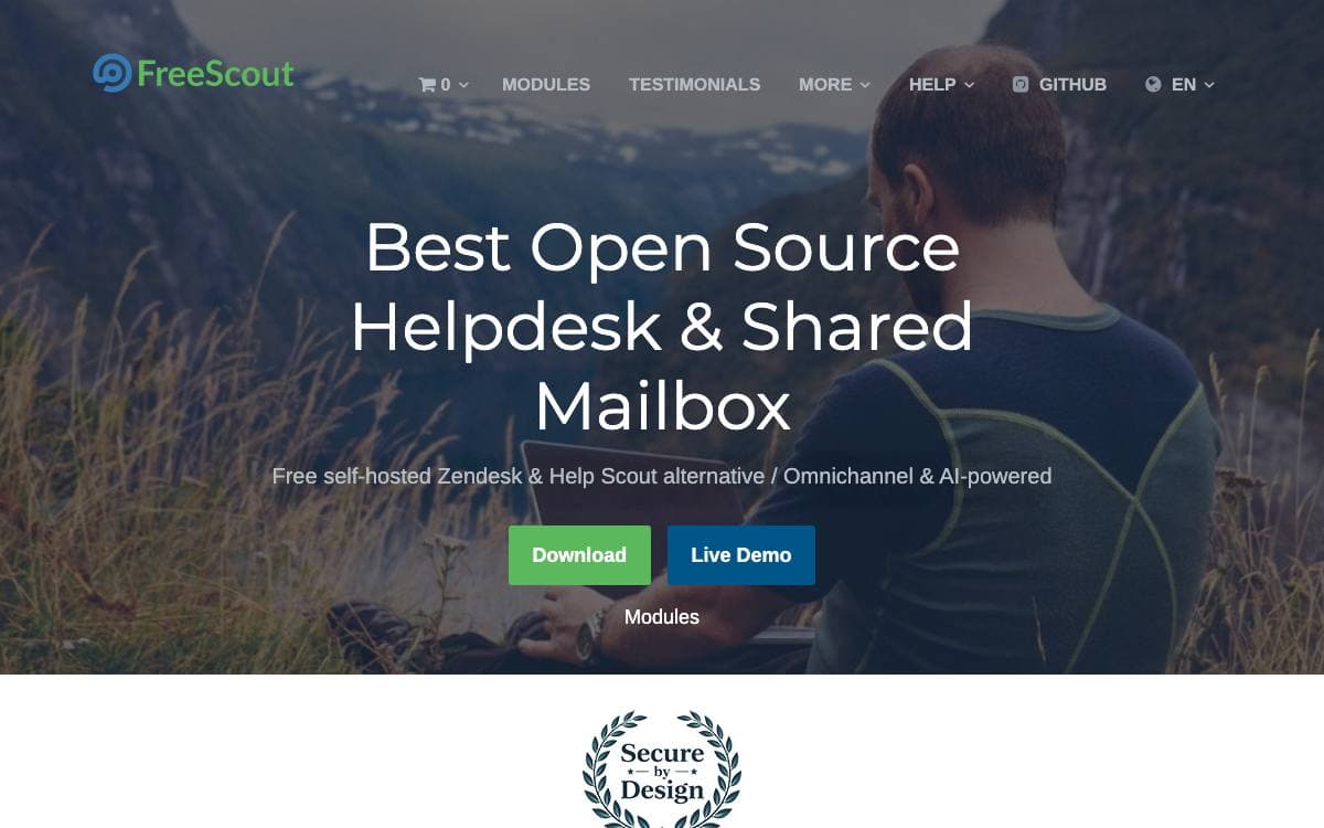 Screenshot of Freescout website