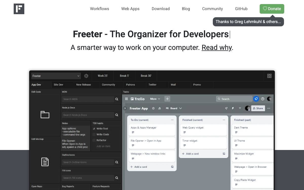 Screenshot of Freeter website